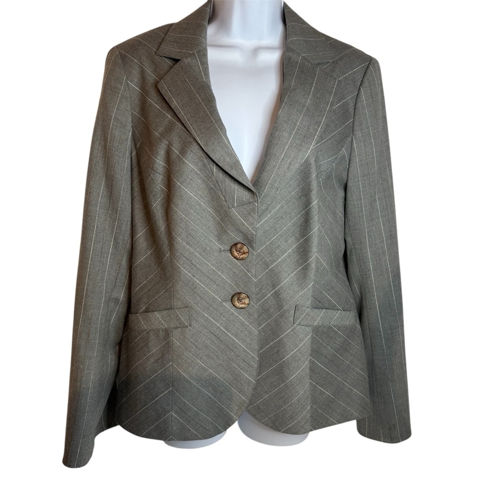 CLASSIQUES ENTIERS WOOL PINSTRIPE BLAZER 12